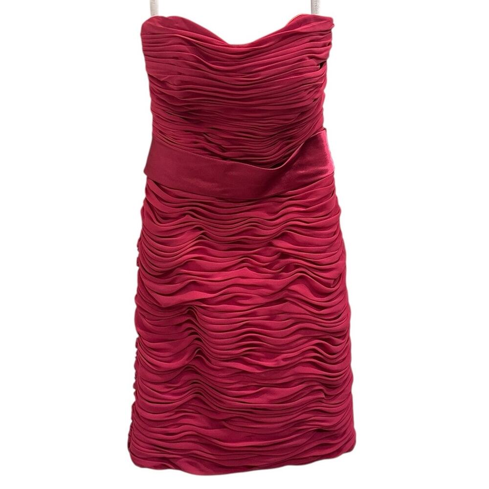 VTG Y2K Bill Levkoff Pink Chiffon Pintuck Strapless Mini Dress Party Hoco XXS XS